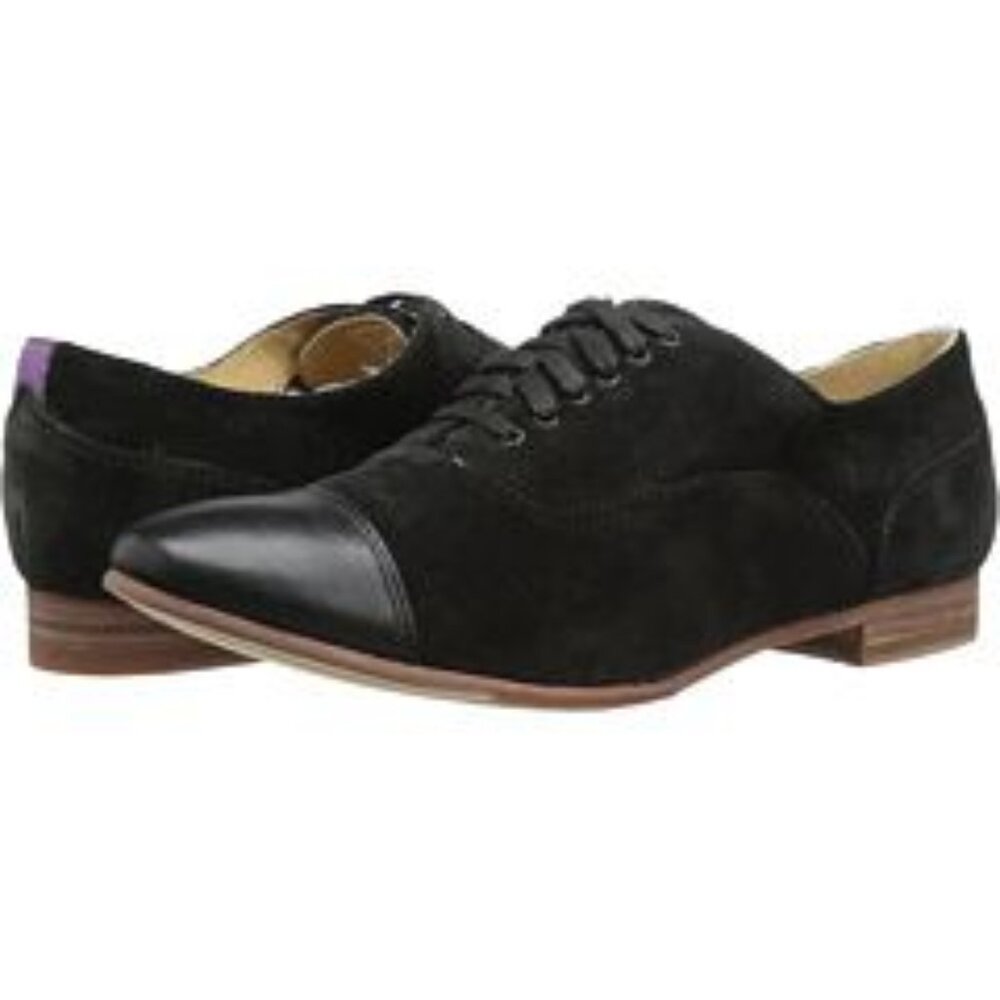 Sebago Black Suede Leather Oxford Derby Lace-Up Shoes Hutton Cap Handcrafted 8.5